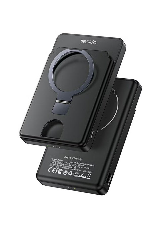 Yesido بنك طاقة لاسلكي YP73 سعة 5000 مللي أمبير - شحن سريع 15 واط مع حامل ومحدد موقع - Image 1